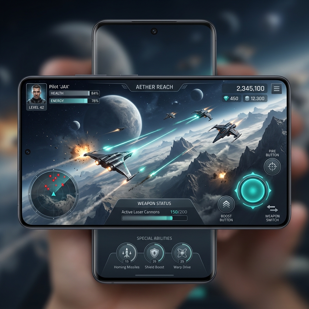 Aether Odyssey Android Game Mockup