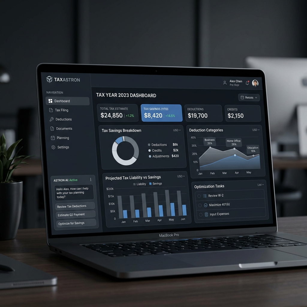 TaxSync AI Web Application Dashboard Mockup
